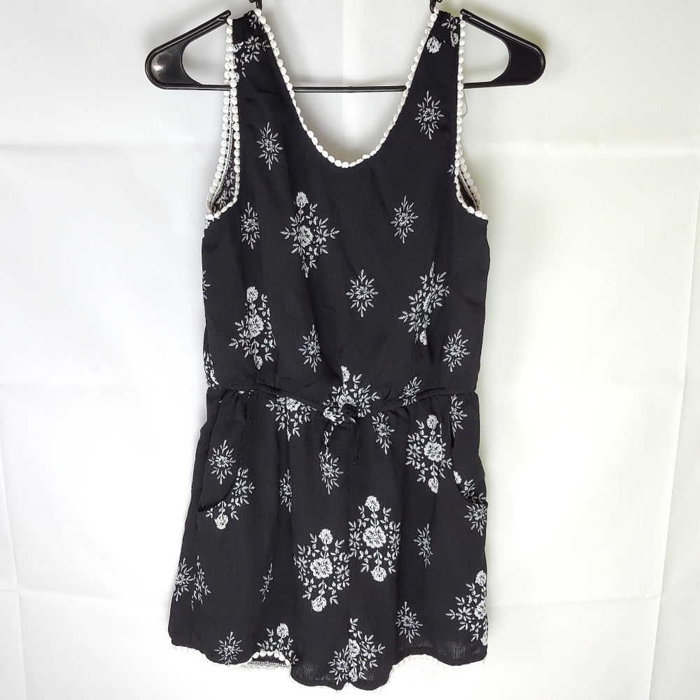 Paper Doll Floral Print Romper Womens 14 Going Out Coquette Vacation Dark Boho